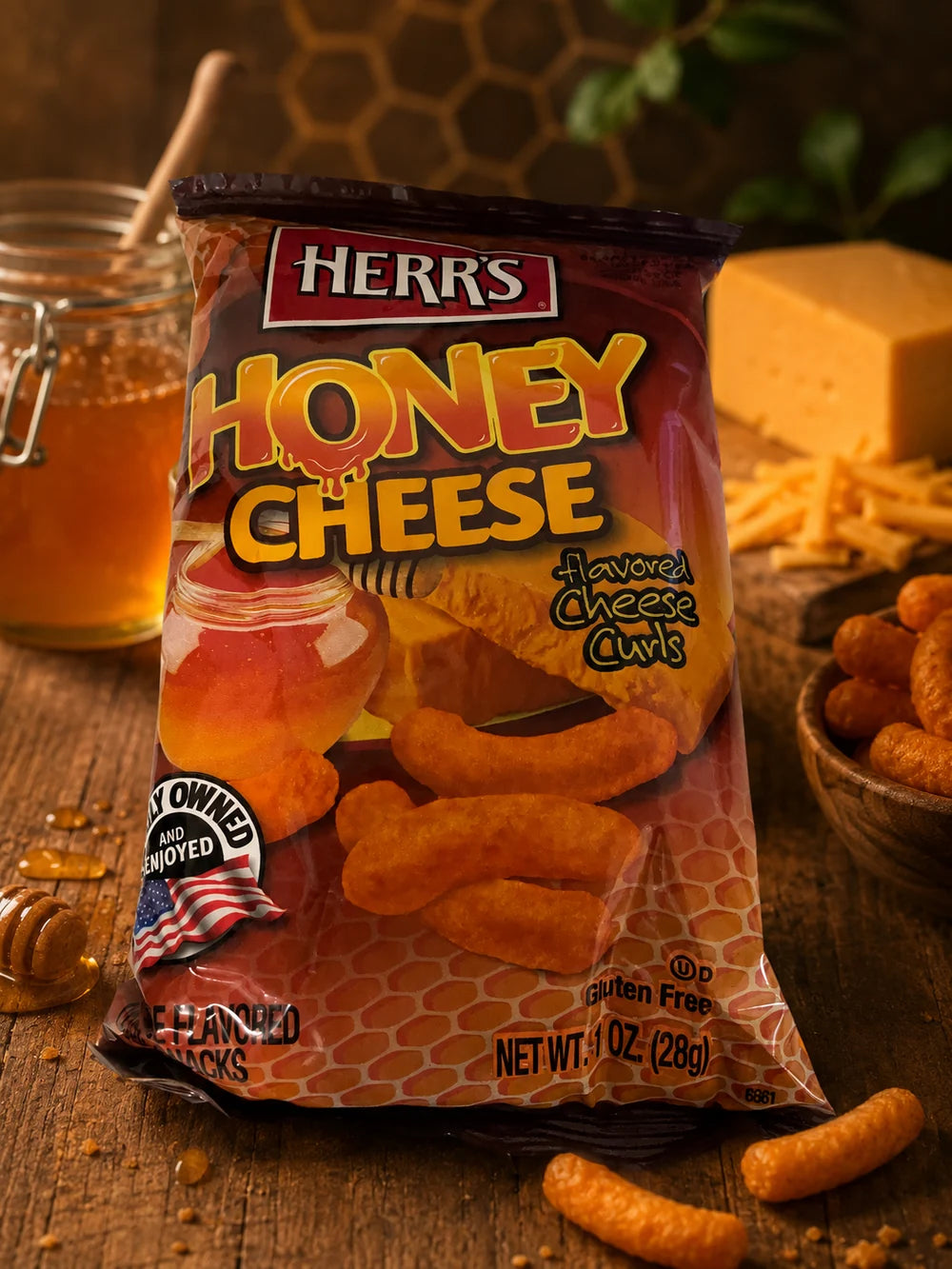 Herrs - Cheese Curls - Honey Cheese - 28g USA