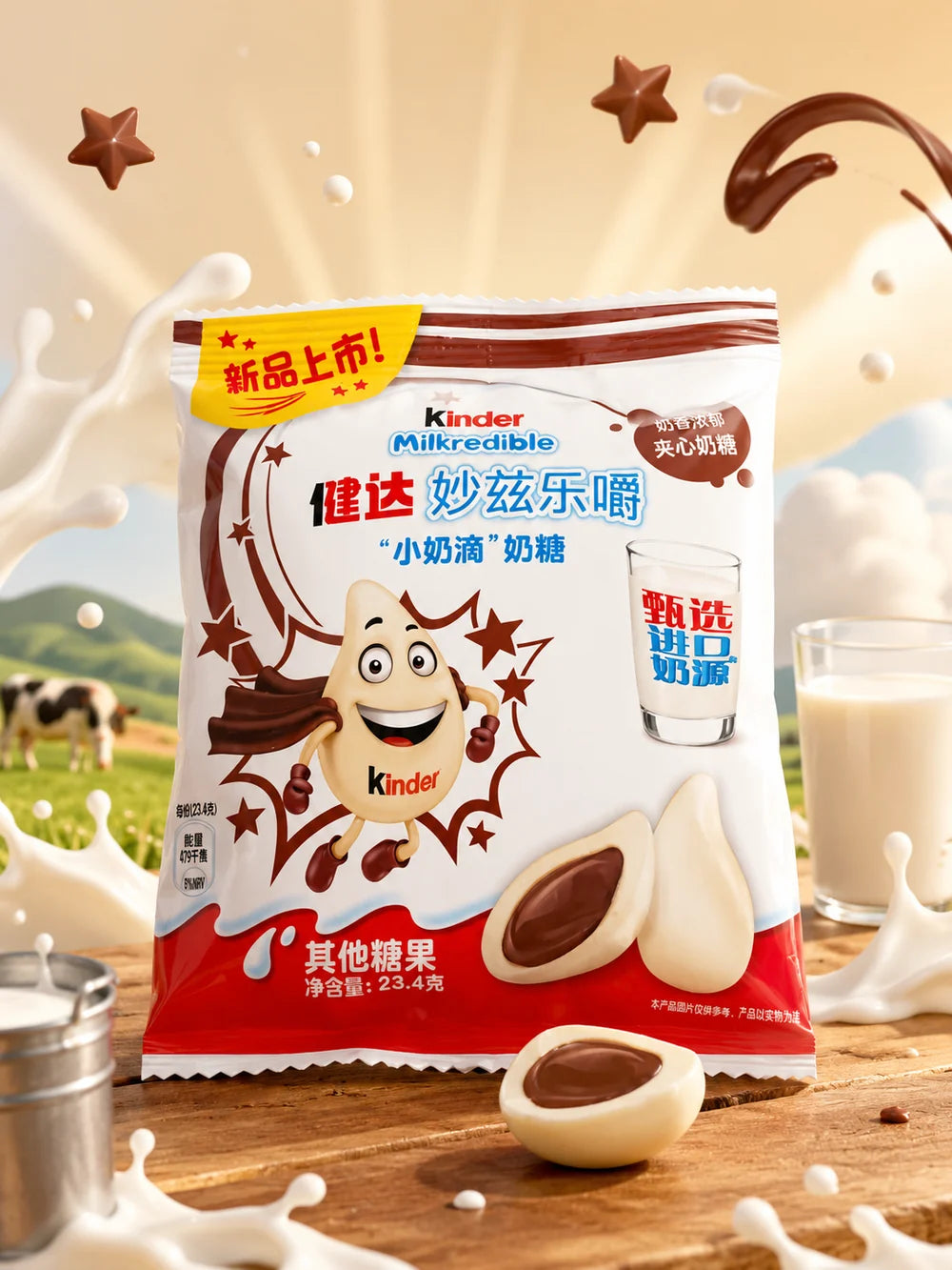 Kinder MilkreDible „Kleine Milchtropfen“ mit Kakaofüllung – 23,4 g China